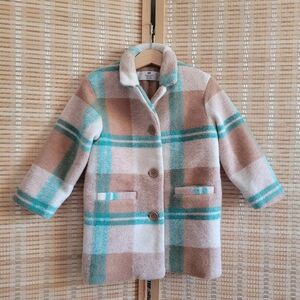 H&M Plaid Kids Beige Coat (Size 3T)